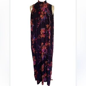 Dark blue and floral print maxi dress. Sleeveless. A New Day size large.